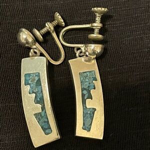 Sterling silver and turquoise screw on earrings